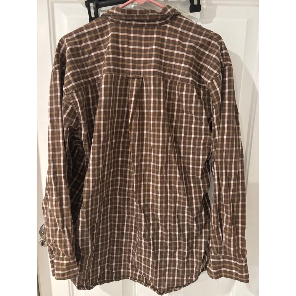 Pendleton Cotton Plaid Button Up Shirt Brown White Checkered Mens L - Picture 4 of 4